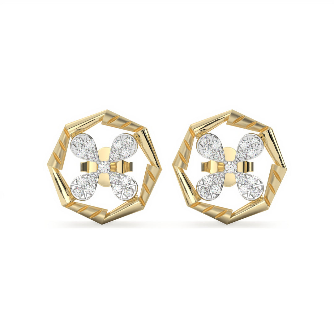 Louise - Floral geometric diamond studs