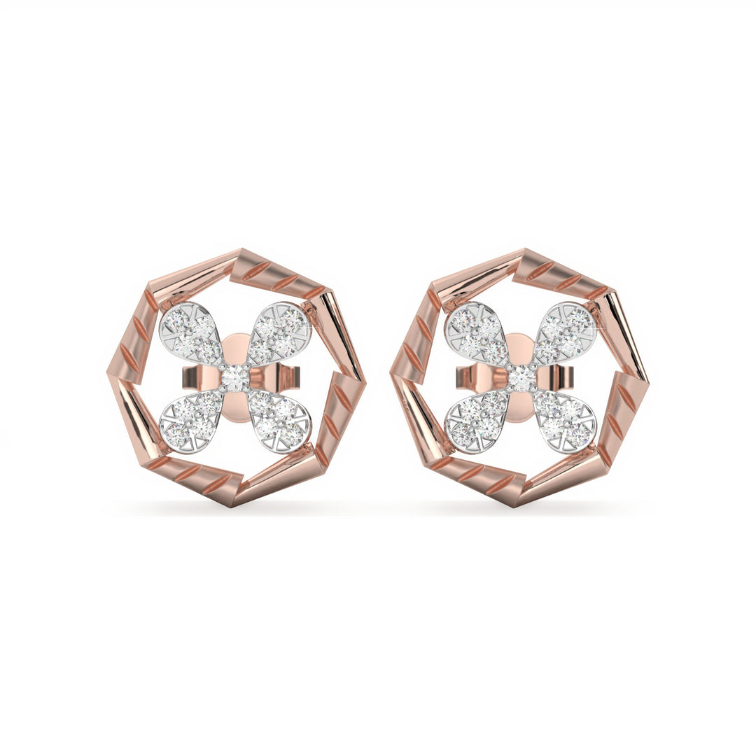 Louise - Floral geometric diamond studs