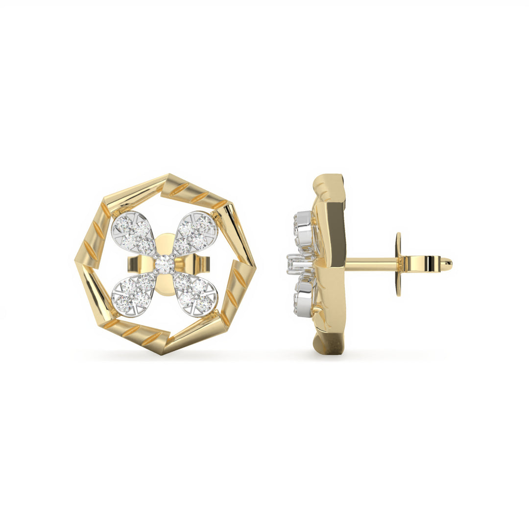 Louise - Floral geometric diamond studs