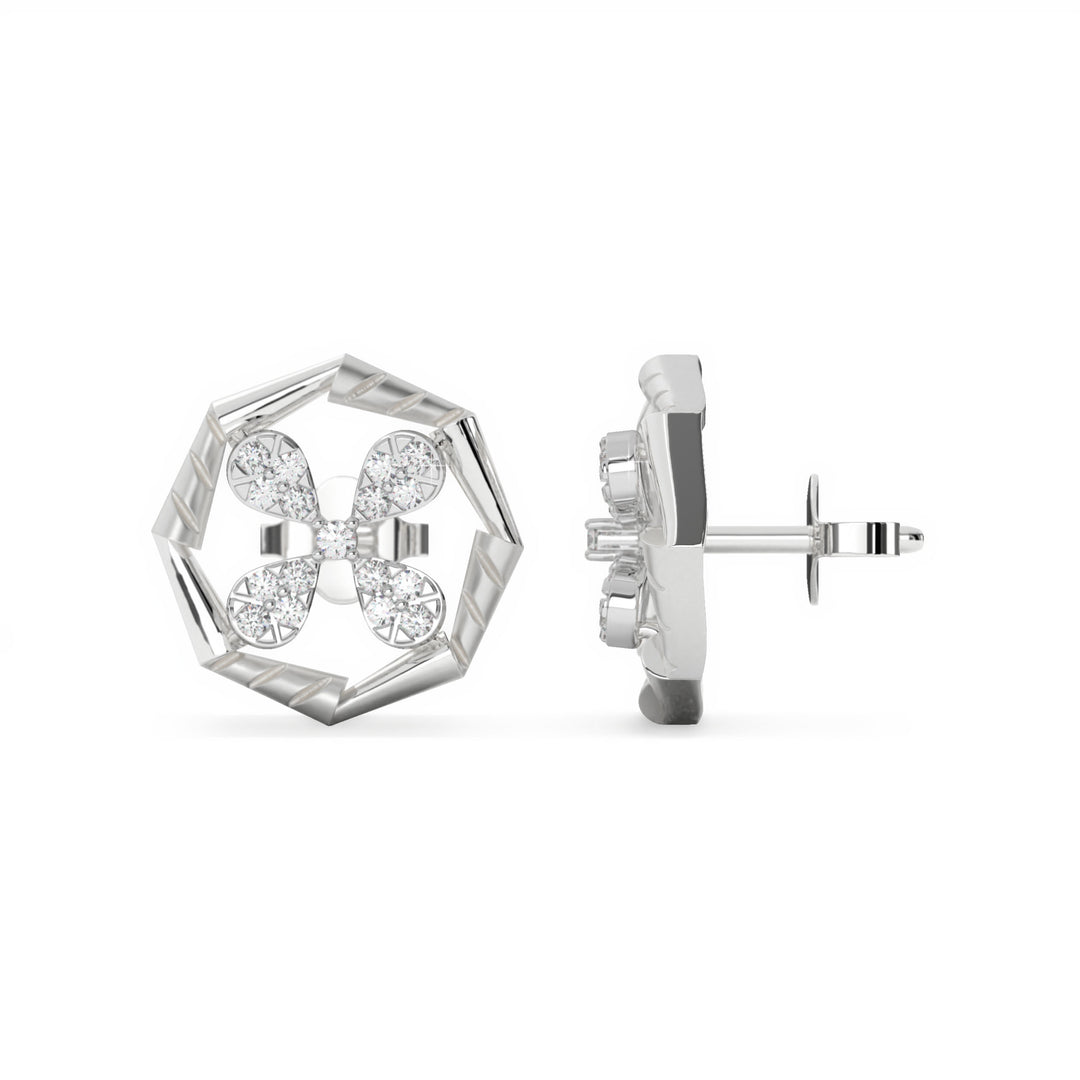 Louise - Floral geometric diamond studs