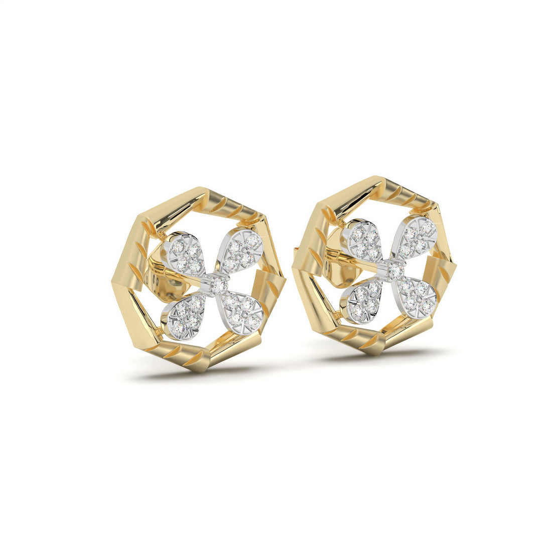 Louise - Floral geometric diamond studs