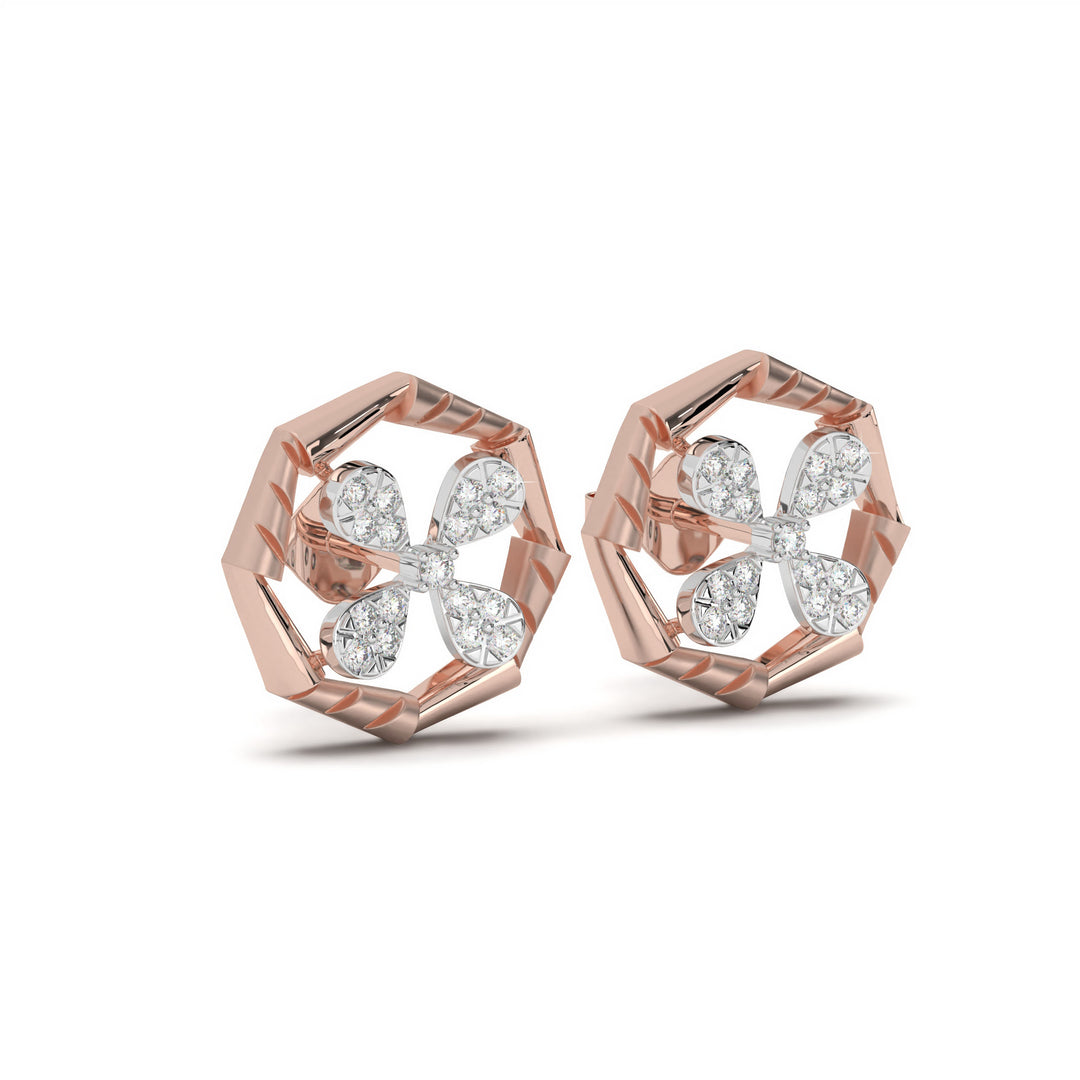 Louise - Floral geometric diamond studs