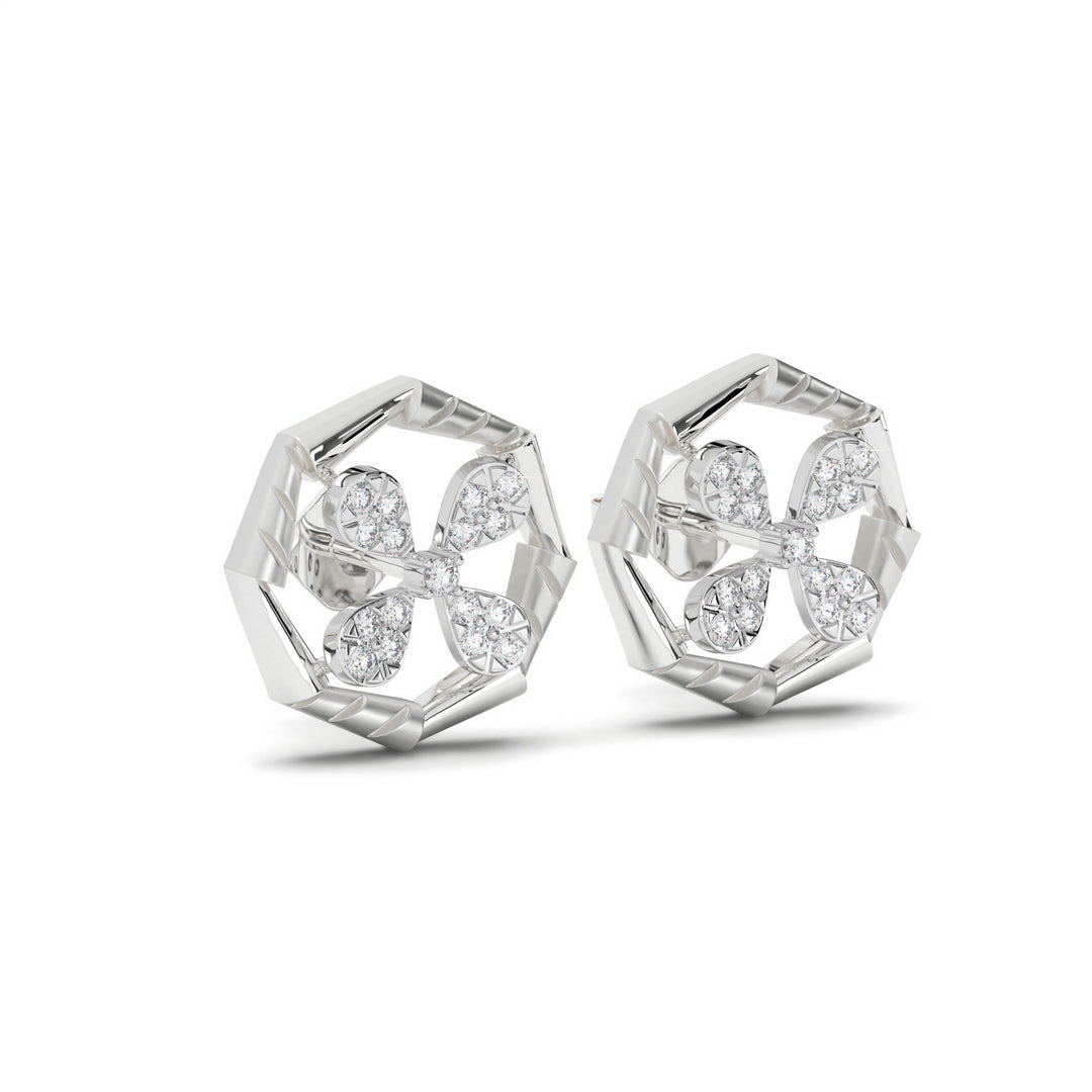 Louise - Floral geometric diamond studs