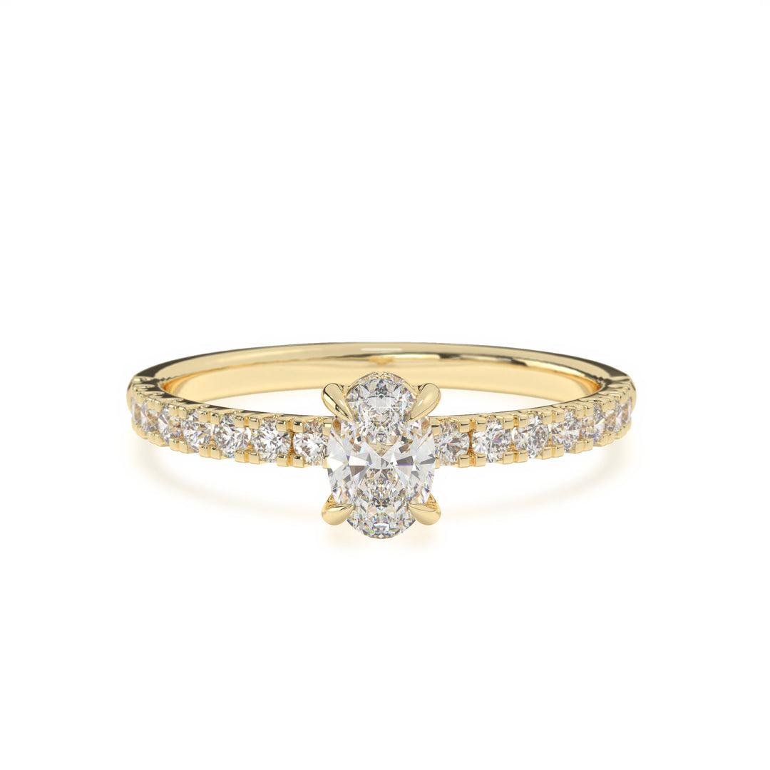 Anna - Oval Solitaire with Hidden Halo and Pavé