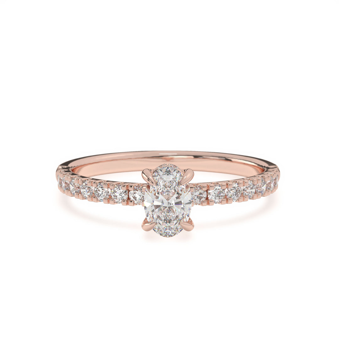 Anna - Oval Solitaire with Hidden Halo and Pavé