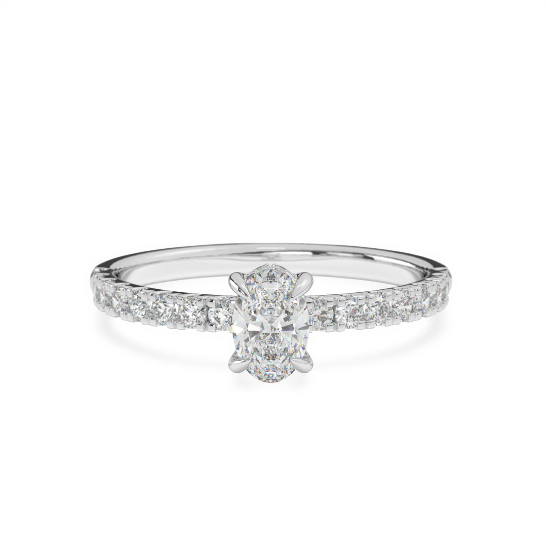 Anna - Oval Solitaire with Hidden Halo and Pavé