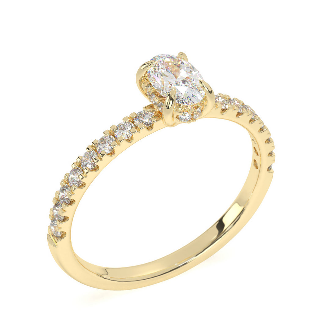 Anna - Oval Solitaire with Hidden Halo and Pavé