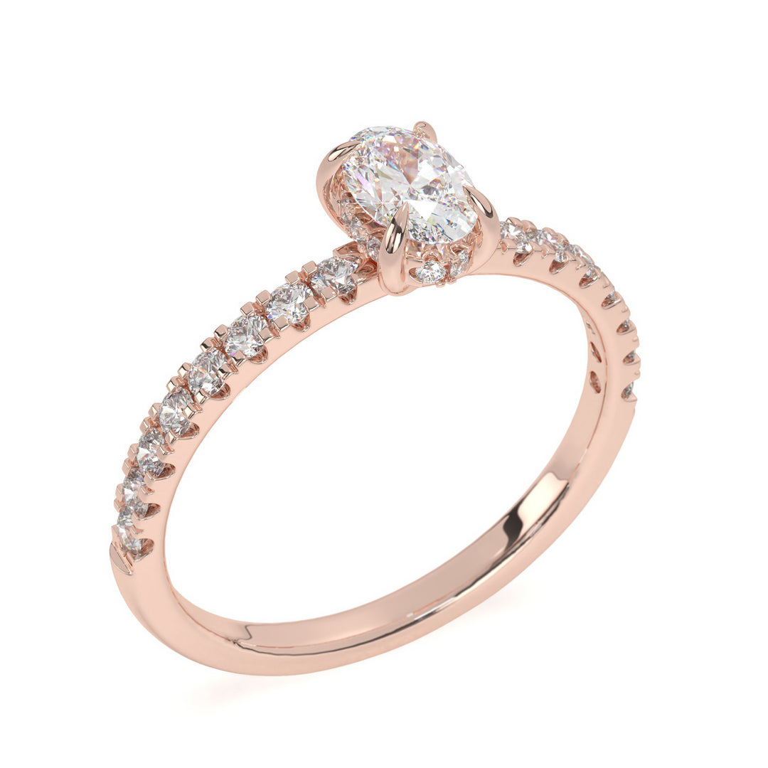 Anna - Oval Solitaire with Hidden Halo and Pavé