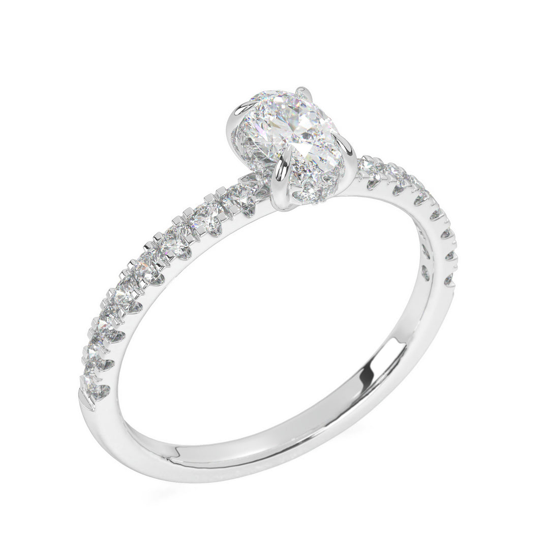 Anna - Oval Solitaire with Hidden Halo and Pavé