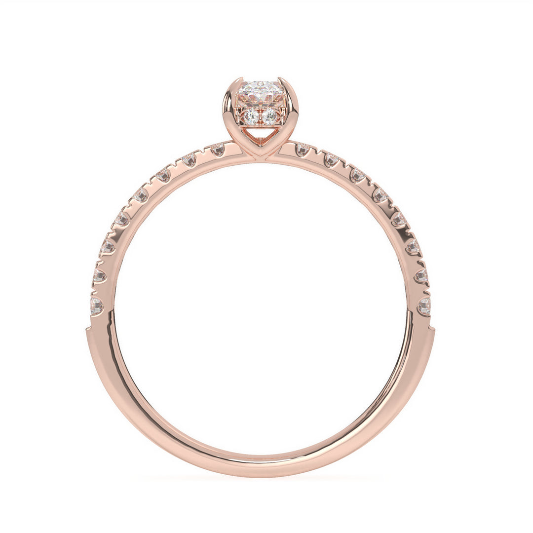 Anna - Oval Solitaire with Hidden Halo and Pavé