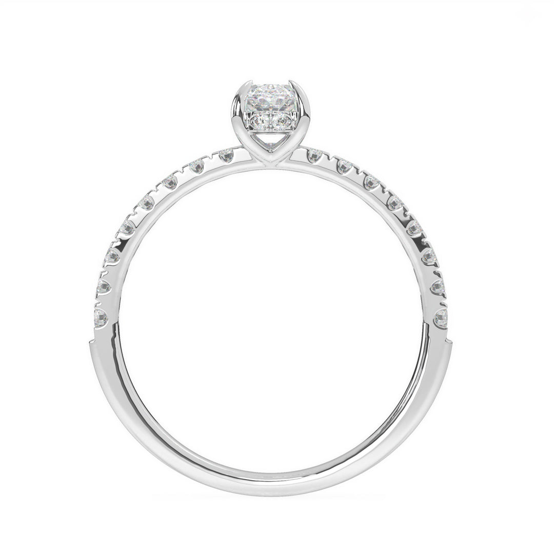 Anna - Oval Solitaire with Hidden Halo and Pavé