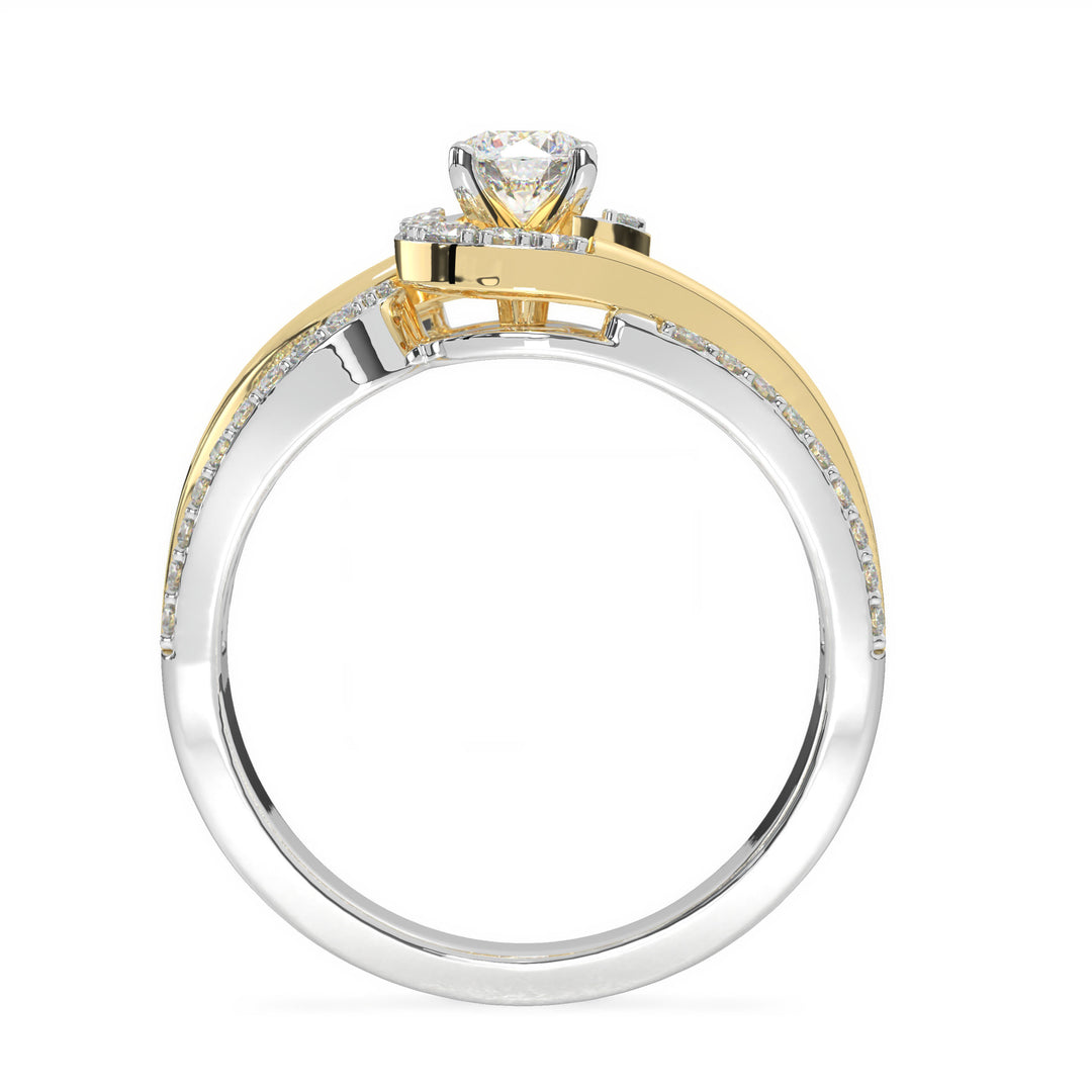 Lïa  - 4 Claw Round Solitaire with Accent Stones