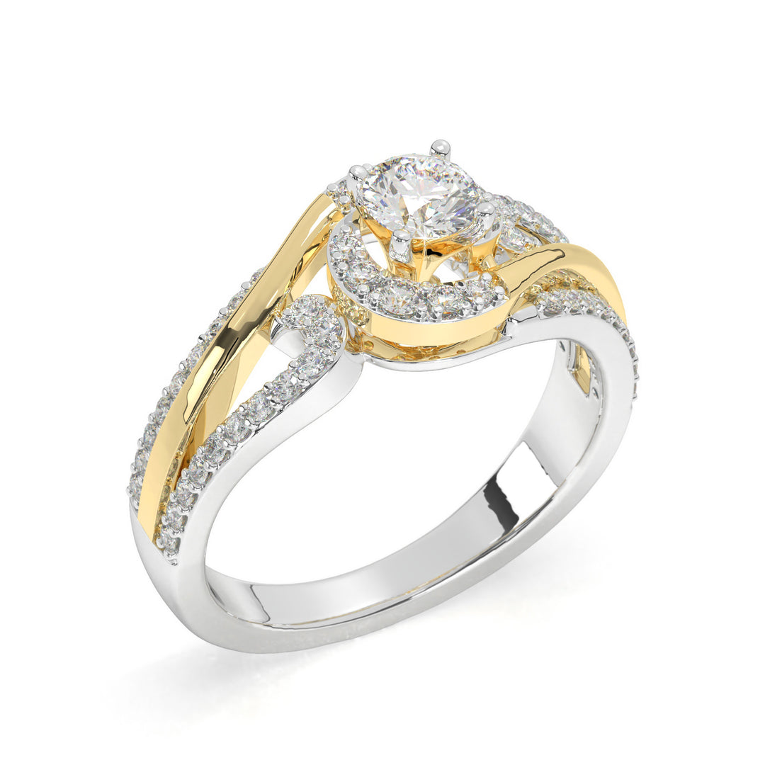 Lïa  - 4 Claw Round Solitaire with Accent Stones