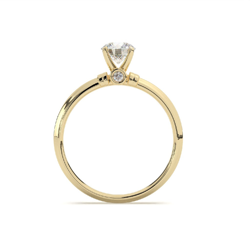 Élyna  - Round Solitaire With Bezel Set Front Diamond