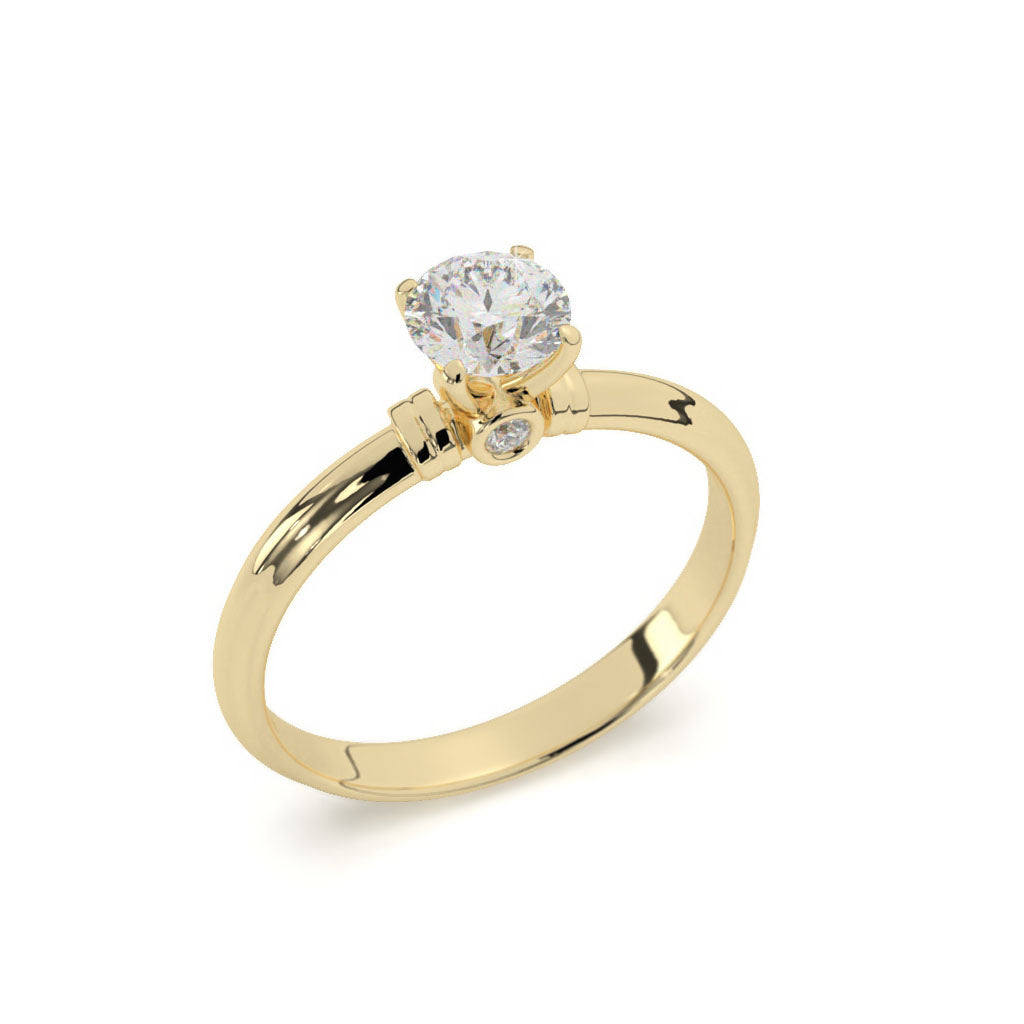 Élyna  - Round Solitaire With Bezel Set Front Diamond