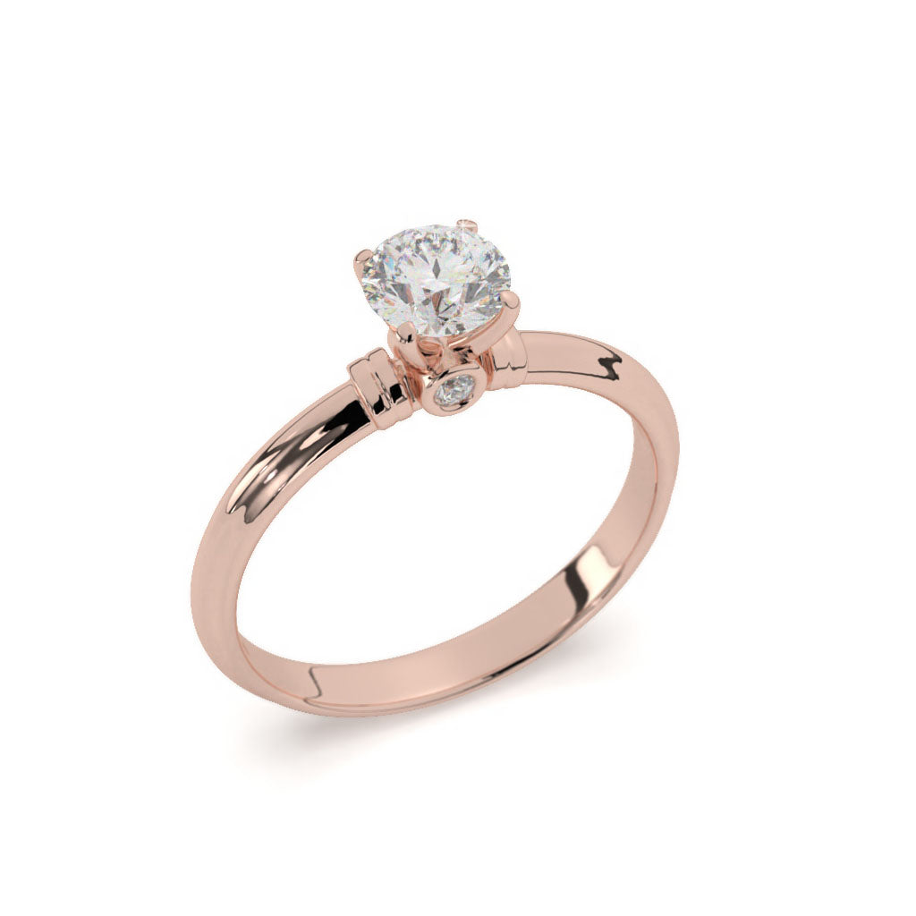 Élyna  - Round Solitaire With Bezel Set Front Diamond