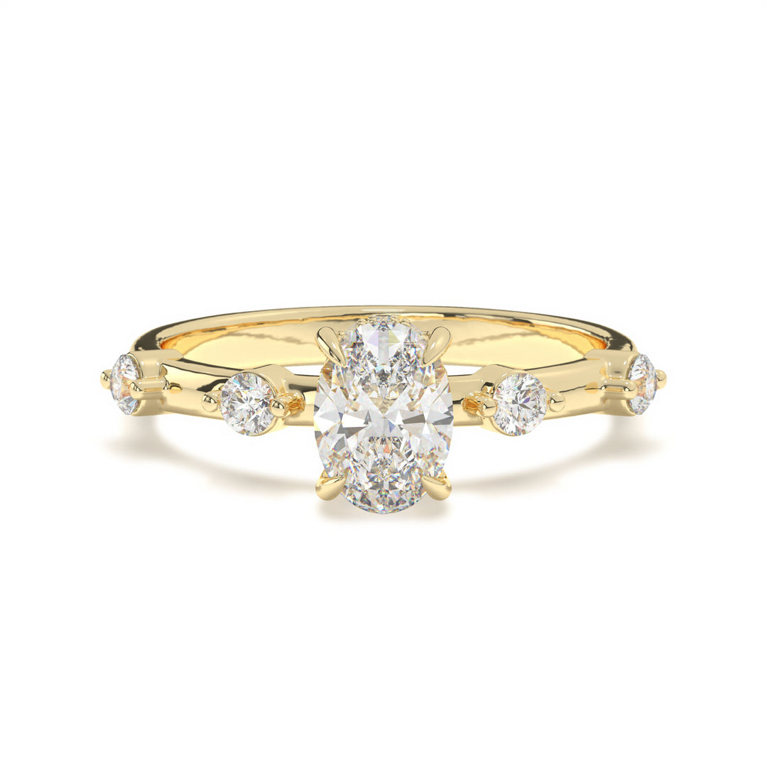 Lillie - Oval Solitaire with Hidden Halo and side stones