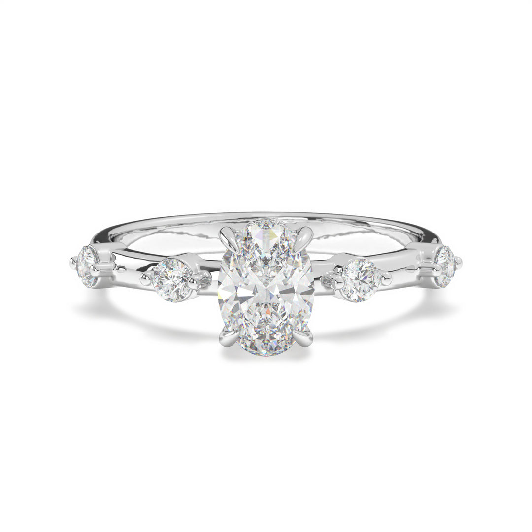 Lillie - Oval Solitaire with Hidden Halo and side stones