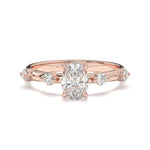 Load image into Gallery viewer, Lillie - Oval Solitaire with Hidden Halo and side stones
