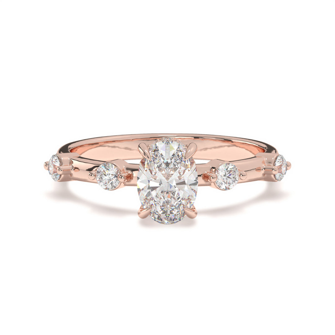 Lillie - Oval Solitaire with Hidden Halo and side stones