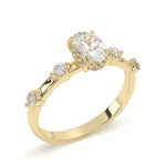 Load image into Gallery viewer, Lillie - Oval Solitaire with Hidden Halo and side stones
