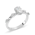 Load image into Gallery viewer, Lillie - Oval Solitaire with Hidden Halo and side stones
