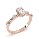 Load image into Gallery viewer, Lillie - Oval Solitaire with Hidden Halo and side stones
