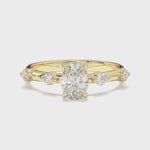 Load and play video in Gallery viewer, Lillie - Oval Solitaire with Hidden Halo and side stones
